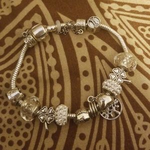 Silver pandora w/silver charms